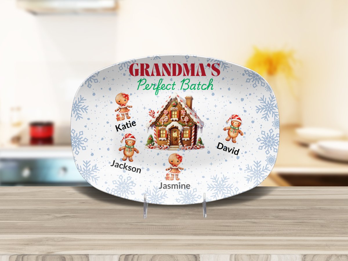 Personalized Christmas Platter, Custom Grandma's Perfect batch gift from grandchildren, Grandma's favorite cookie, nana or mimi perfect grandkids Giftinum