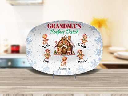 Personalized Christmas Platter, Custom Grandma's Perfect batch gift from grandchildren, Grandma's favorite cookie, nana or mimi perfect grandkids Giftinum