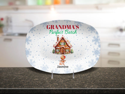 Personalized Christmas Platter, Custom Grandma's Perfect batch gift from grandchildren, Grandma's favorite cookie, nana or mimi perfect grandkids Giftinum