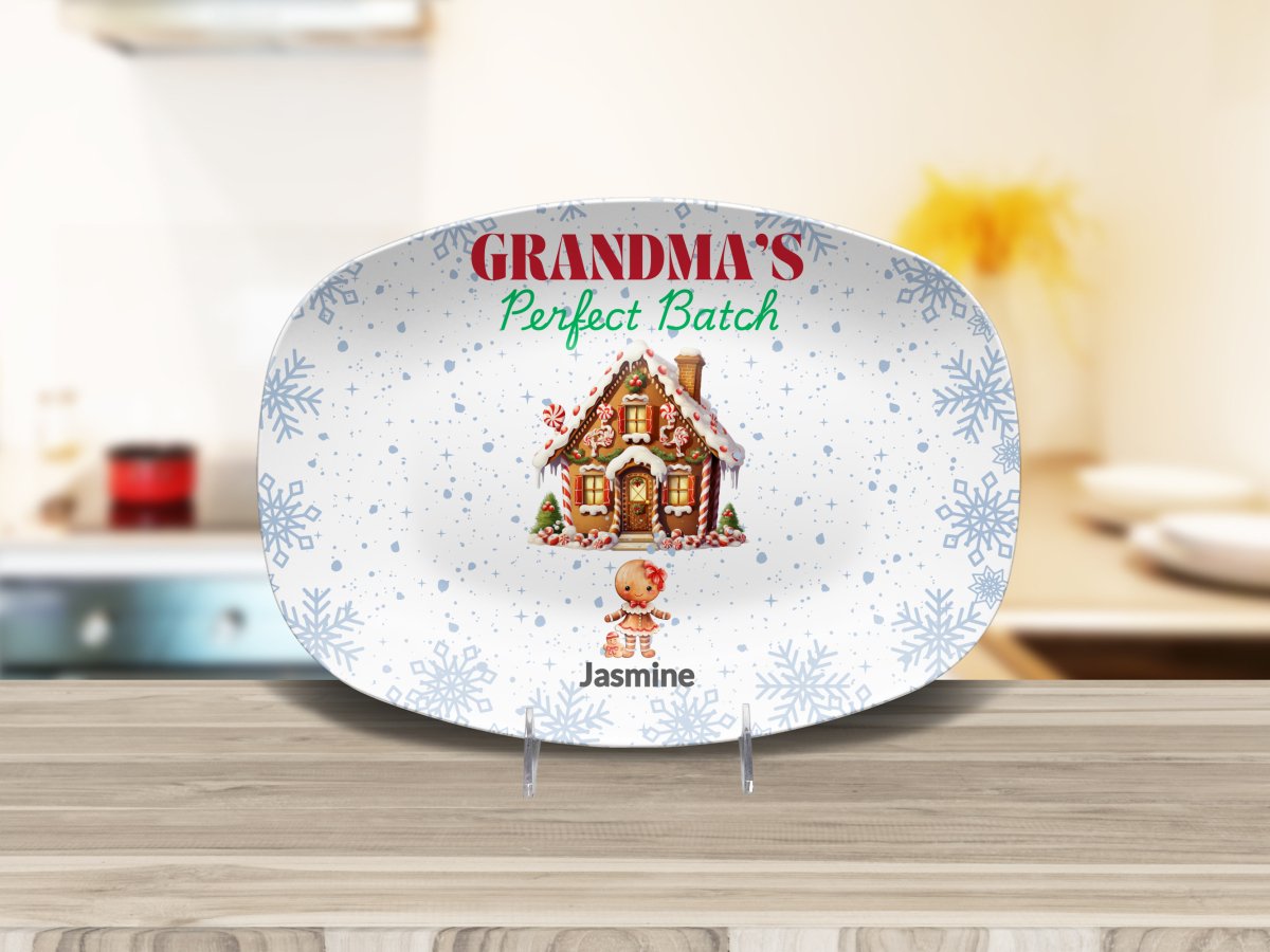 Personalized Christmas Platter, Custom Grandma's Perfect batch gift from grandchildren, Grandma's favorite cookie, nana or mimi perfect grandkids Giftinum