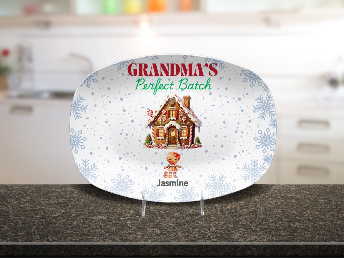 Personalized Christmas Platter, Custom Grandma's Perfect batch gift from grandchildren, Grandma's favorite cookie, nana or mimi perfect grandkids Giftinum