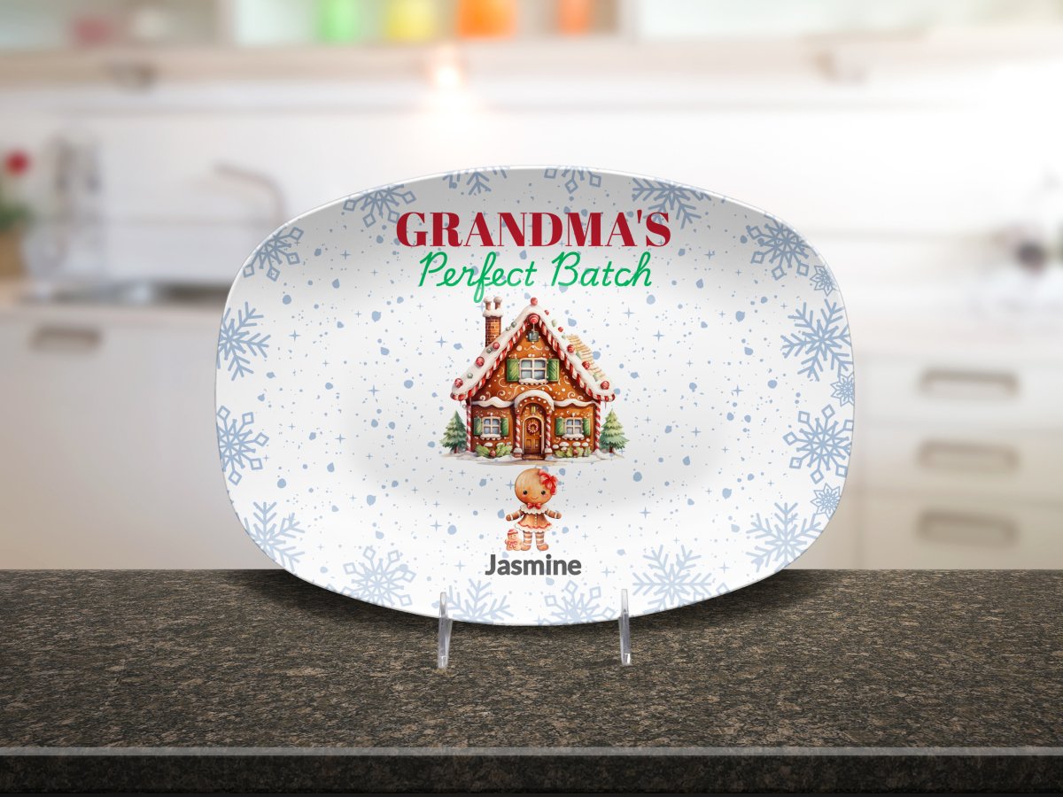 Personalized Christmas Platter, Custom Grandma's Perfect batch gift from grandchildren, Grandma's favorite cookie, nana or mimi perfect grandkids Giftinum