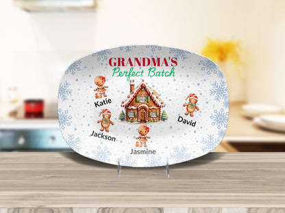 Personalized Christmas Platter, Custom Grandma's Perfect batch gift from grandchildren, Grandma's favorite cookie, nana or mimi perfect grandkids Giftinum