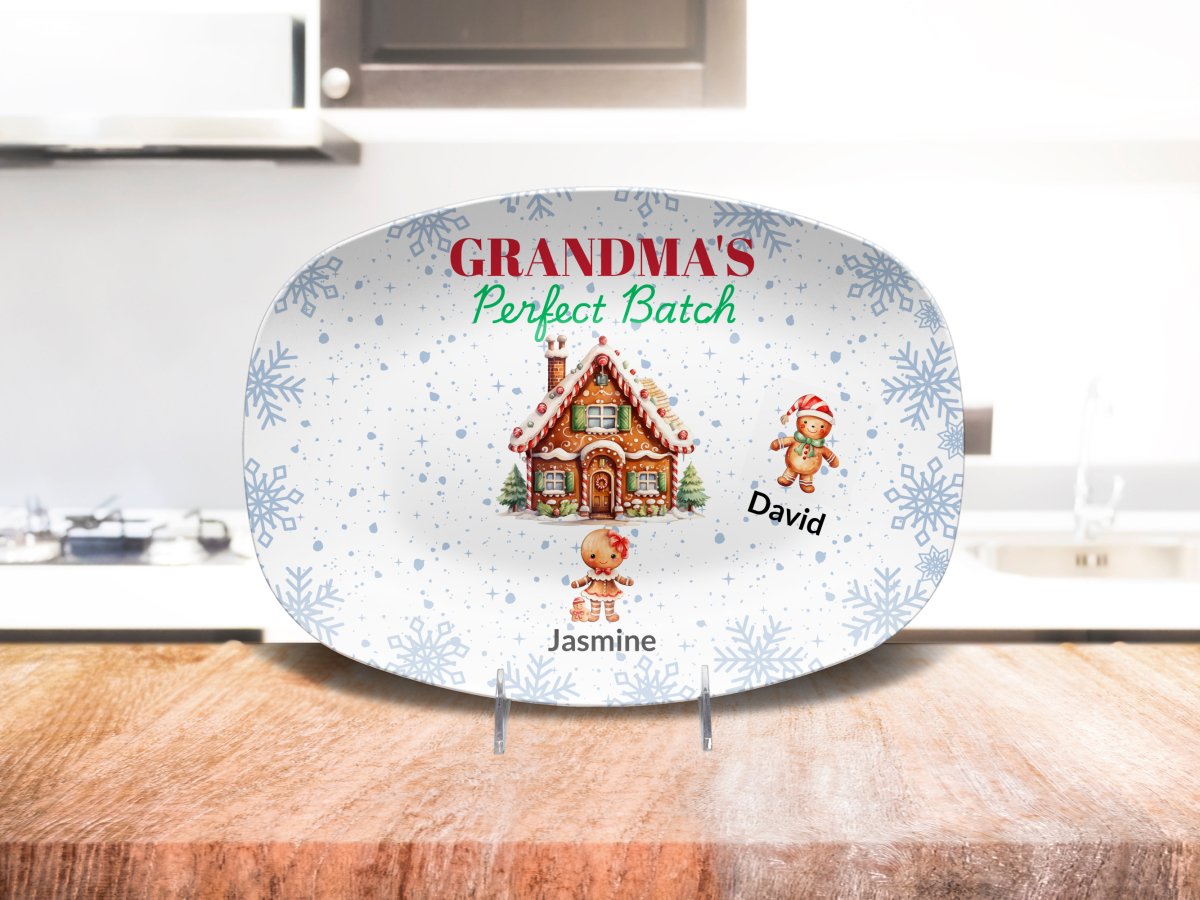 Personalized Christmas Platter, Custom Grandma's Perfect batch gift from grandchildren, Grandma's favorite cookie, nana or mimi perfect grandkids Giftinum