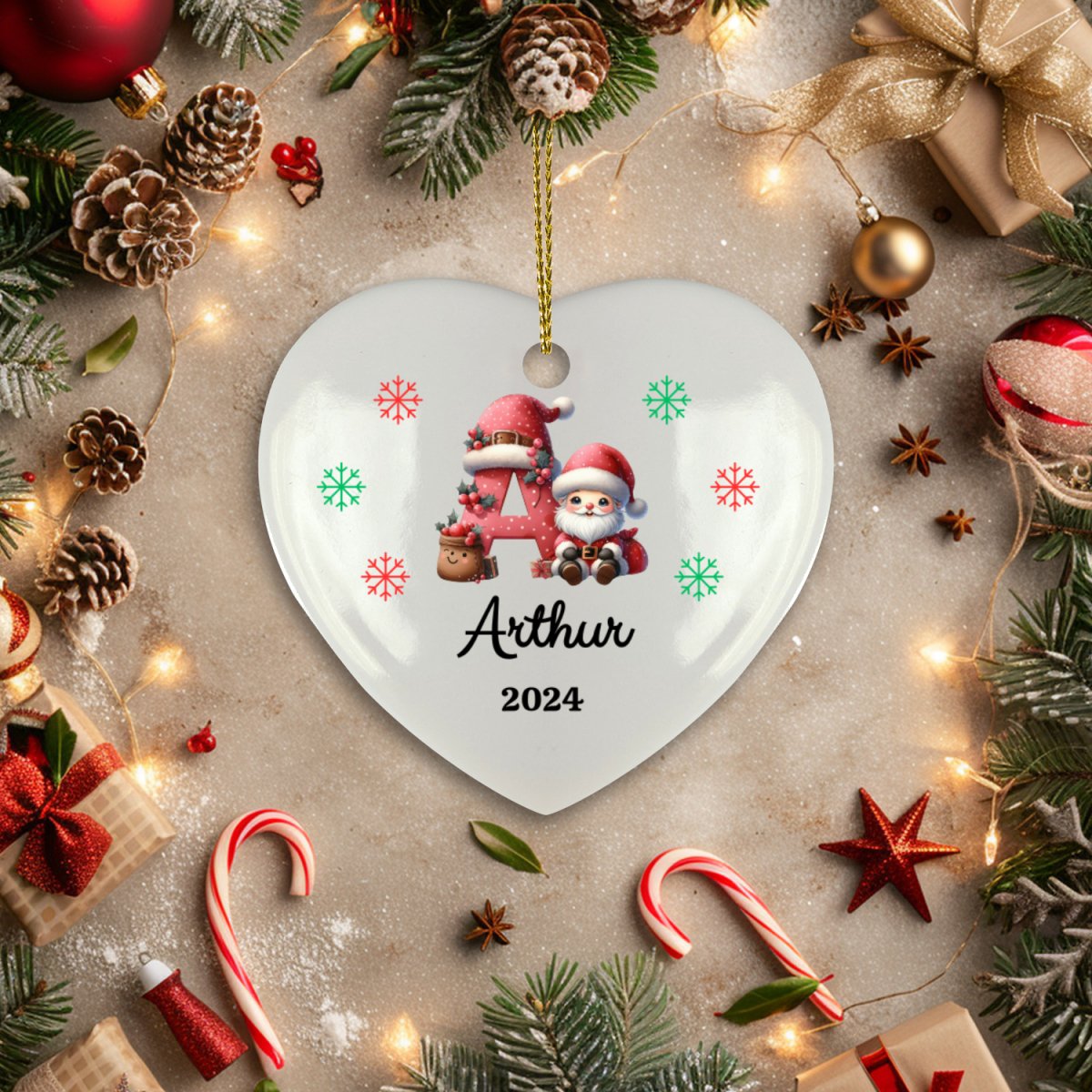 Personalized Initial Name Ceramic Christmas Ornament Ornaments and Accents Giftinum