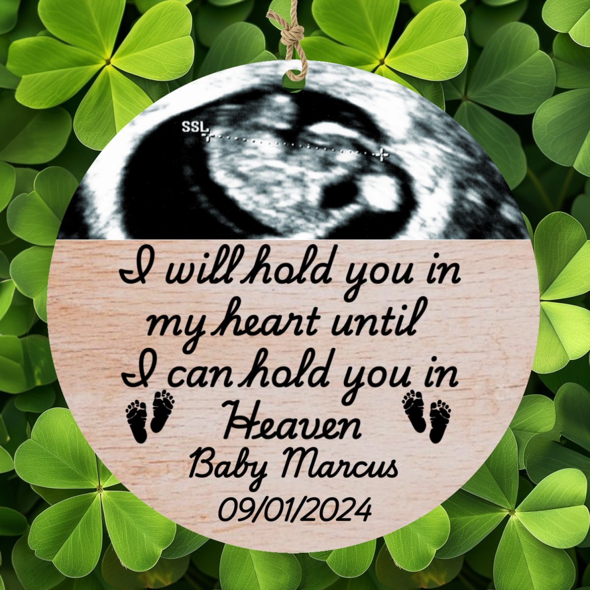 Personalized Upload Ultrasound Miscarriage Wood Ornament Ornaments and Accents Giftinum