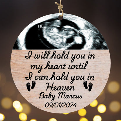 Personalized Upload Ultrasound Miscarriage Wood Ornament Ornaments and Accents Giftinum