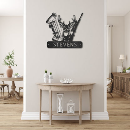 Premium Deer Hunter Monogram - Artisan Steel Wall Art Steel SignGiftinum