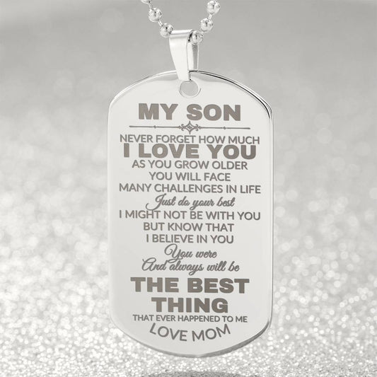 Son Engraved Necklace - Never Forget - Premium Jewelry - Just $39.95! Shop now at Giftinum