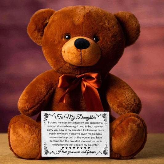 To Daughter Teddy Bear - Closed my eyes Teddy Bear with Canvas Message CardGiftinum