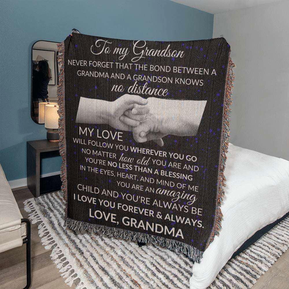 To Grandson Woven Blanket from Grandma - Bond knows no distance JewelryGiftinum