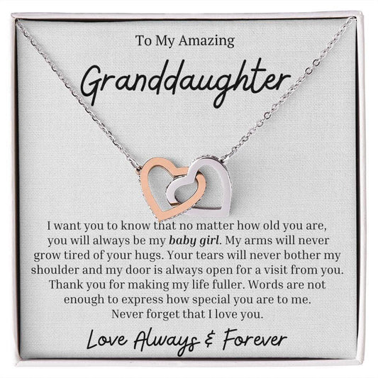 To my Amazing Granddaughter Interlocking Heart Necklace - I want you to know JewelryGiftinum