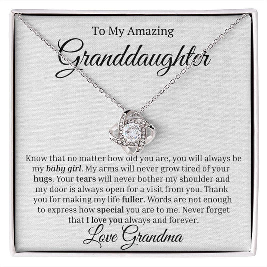 To My Amazing Granddaughter Love Knot Necklace From Grandma - Know that no matter how old you are JewelryGiftinum