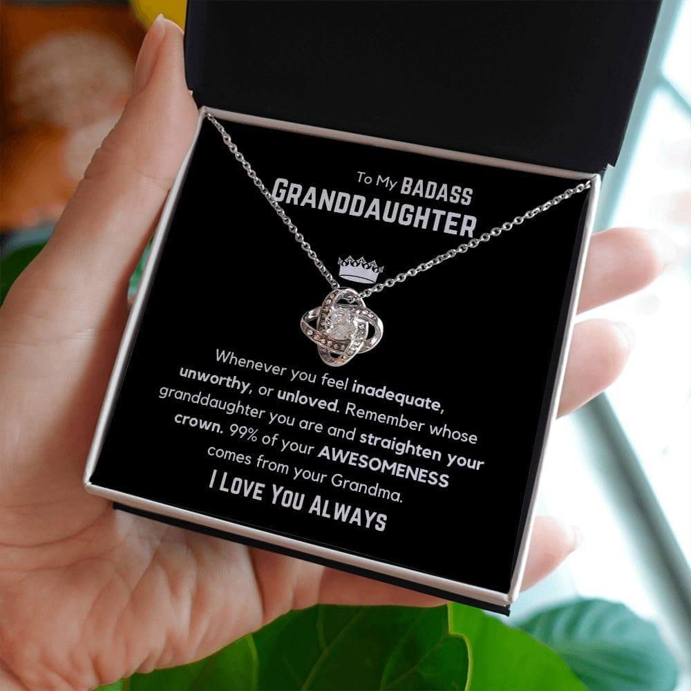 To My Badass Granddaughter Love Knot Necklace - Whenever you feel. JewelryGiftinum