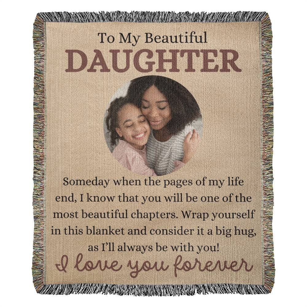 To My Beautiful Daughter Cotton Heirloom Woven Blanket From mom or dad - Giftinum