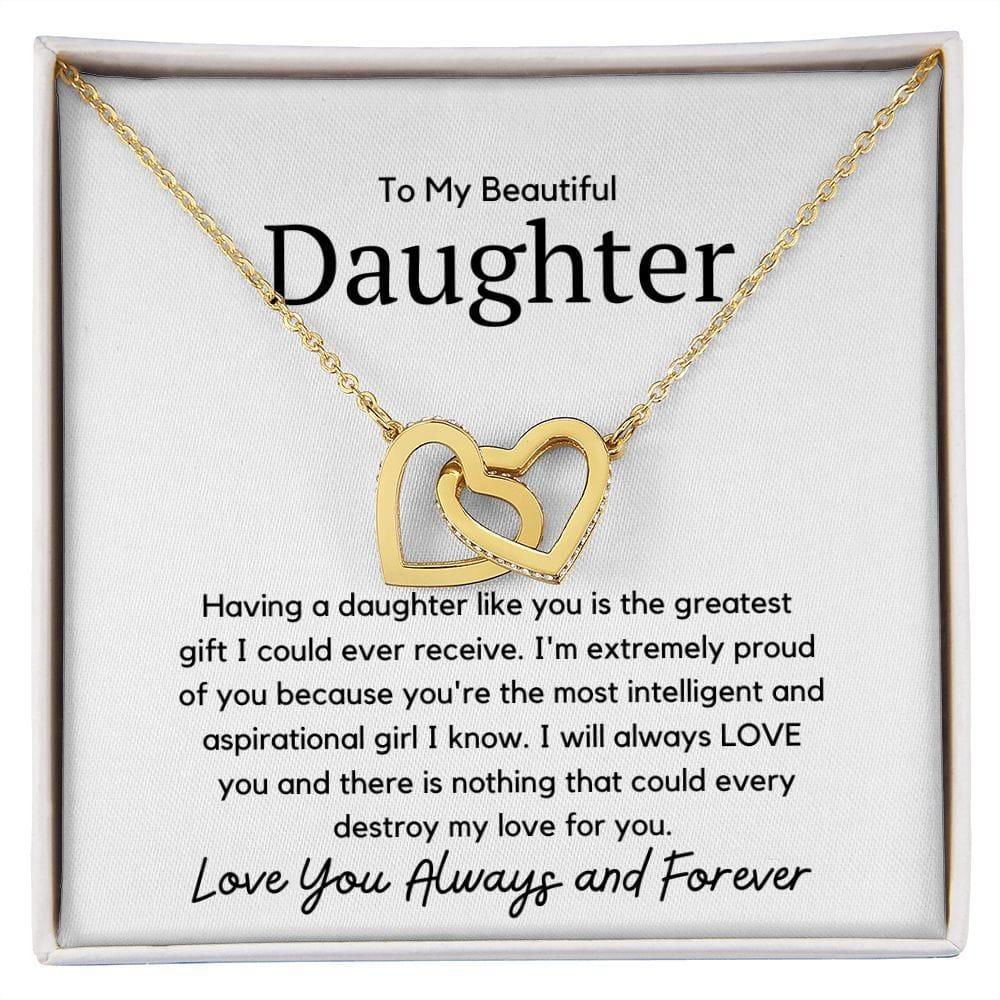 To My Beautiful Daughter Interlocking Necklace - Having daughter like you JewelryGiftinum