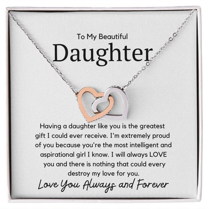 To My Beautiful Daughter Interlocking Necklace - Having daughter like you - Premium Jewelry - Just $119.95! Shop now at Giftinum