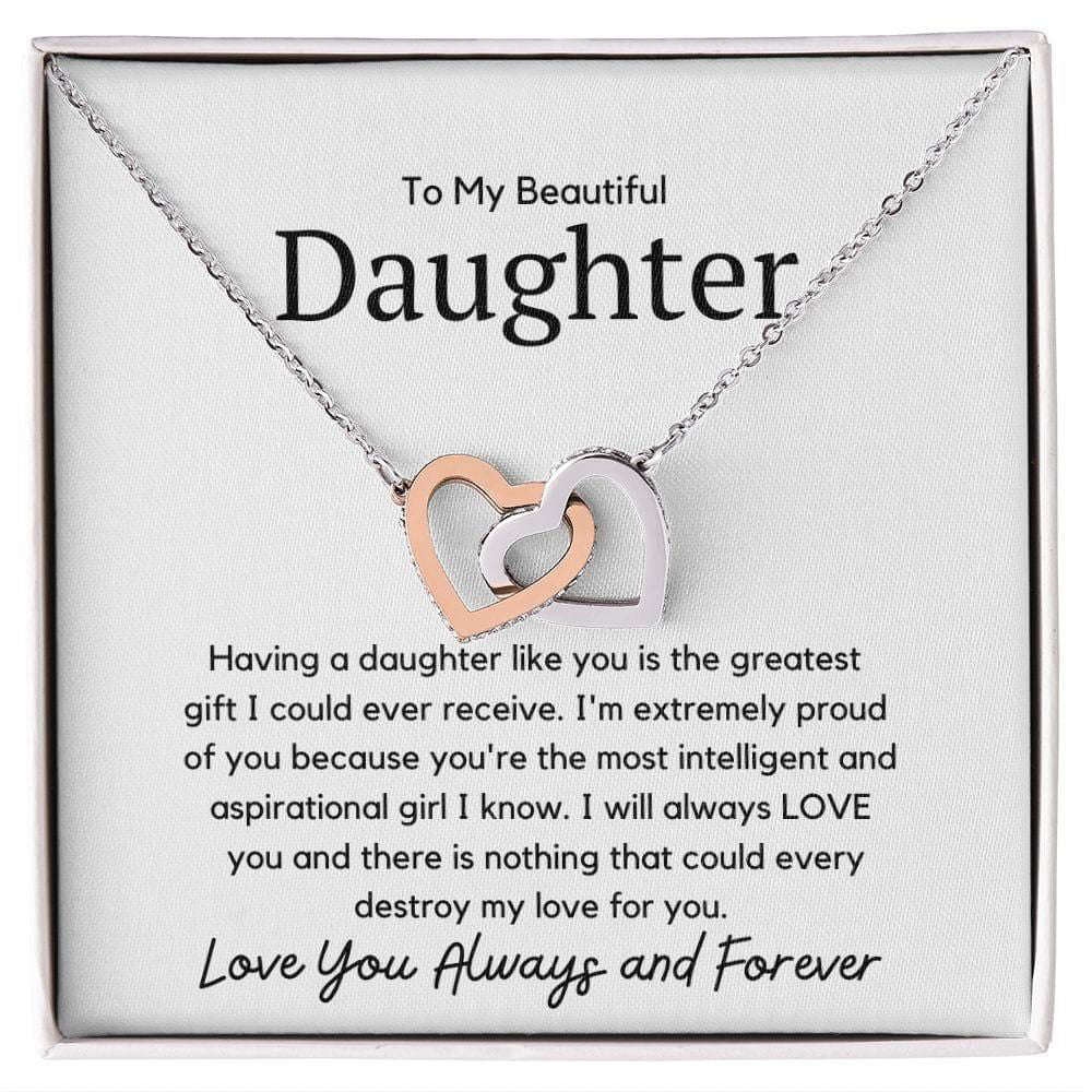 To My Beautiful Daughter Interlocking Necklace - Having daughter like you JewelryGiftinum