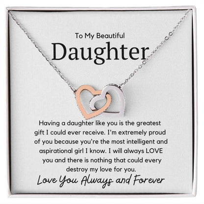 To My Beautiful Daughter Interlocking Necklace - Having daughter like you JewelryGiftinum