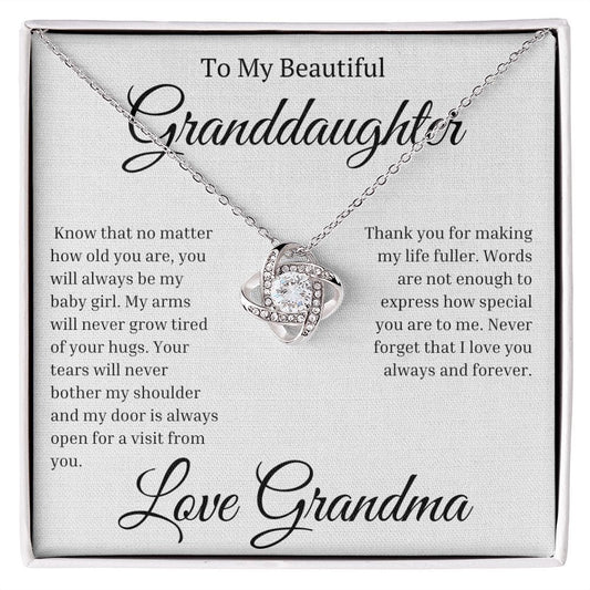 To My Beautiful Granddaughter From Grandma Love knot Necklace - Know that no matter how old you are - Premium Jewelry - Just $119.95! Shop now at Giftinum