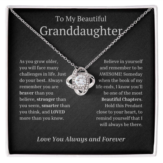 To My Beautiful Granddaughter Love Knot Necklace - As you grow older JewelryGiftinum