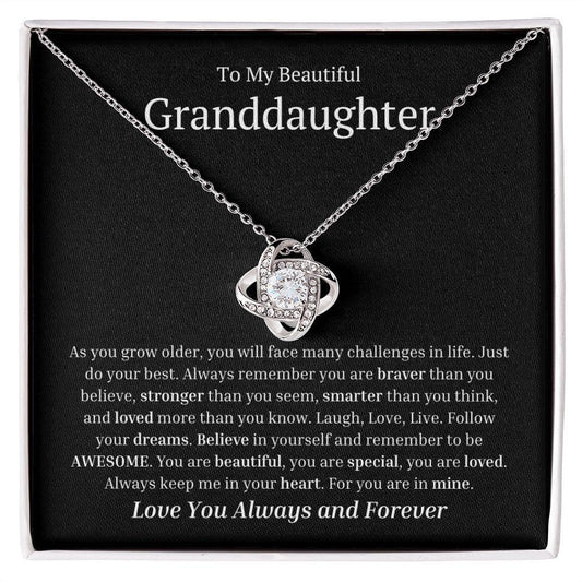 To My Beautiful Granddaughter Love Knot Necklace Gift From Grandparent - As you grow older JewelryGiftinum