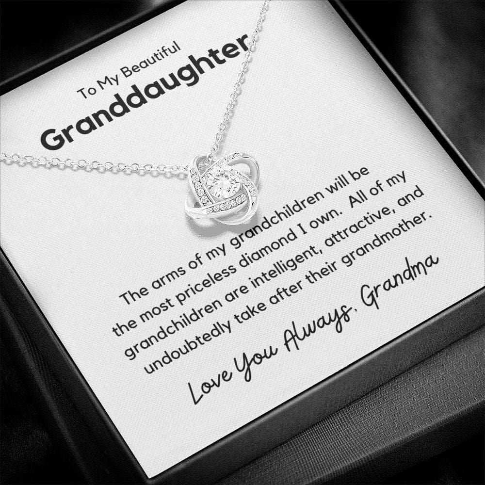 To My Beautiful Granddaughter Love Knot Necklace - The arms of my grandchildren JewelryGiftinum