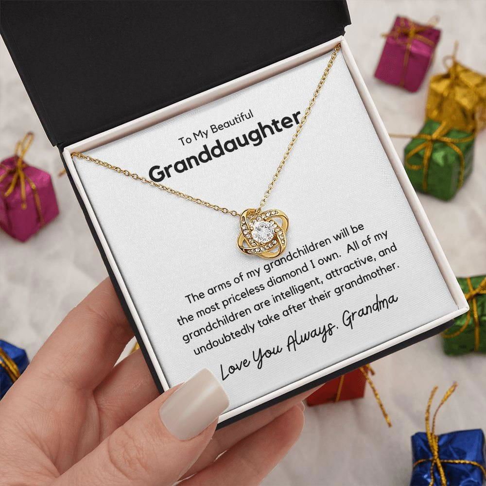 To My Beautiful Granddaughter Love Knot Necklace - The arms of my grandchildren JewelryGiftinum