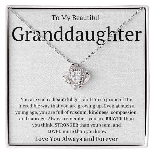 To My Beautiful Granddaughter Love Knot Necklace - You are such a beautiful girl - Premium Jewelry - Just $119.95! Shop now at Giftinum