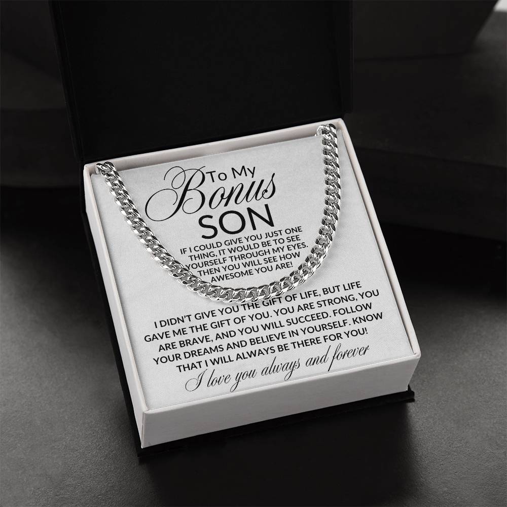 To My Bonus Son Necklace | Life Gave Me You Cuban Link Chain Jewelry Giftinum