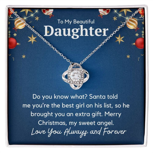 To My Daughter Love Knot Necklace - Do you know what? JewelryGiftinum