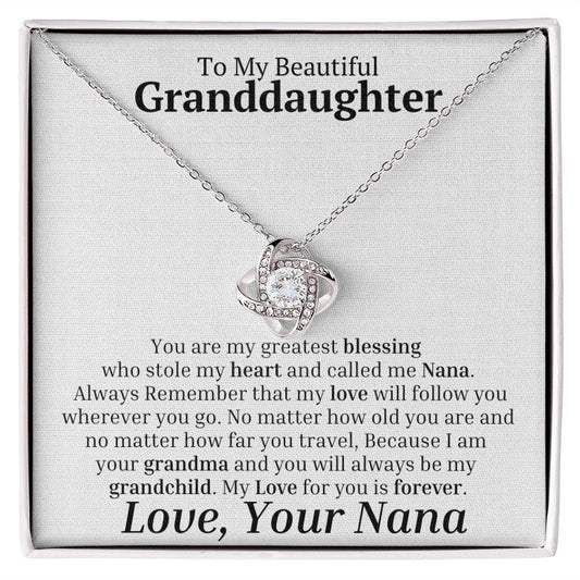 To My Granddaughter from Nana Necklace Love Knot Necklace - You are my greatest blessing - Premium Jewelry - Just $119.95! Shop now at Giftinum