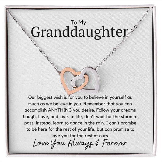 To My Granddaughter Interlocking Heart Necklace - Our biggest wish - Premium Jewelry - Just $119.95! Shop now at Giftinum