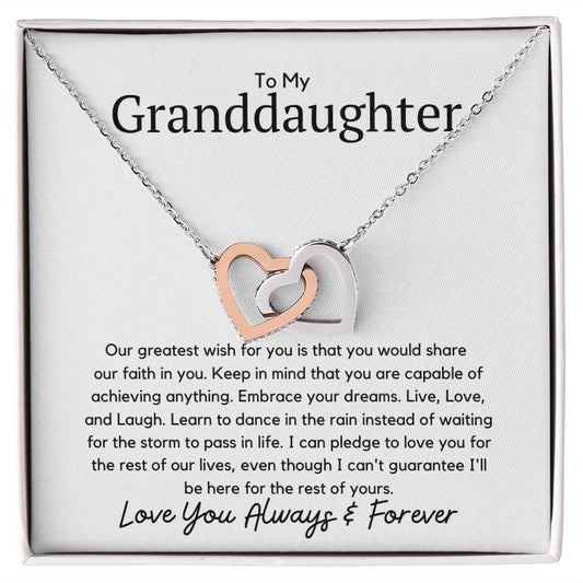 To My Granddaughter Interlocking Heart Necklace - Our greatest wish - Premium Jewelry - Just $119.95! Shop now at Giftinum