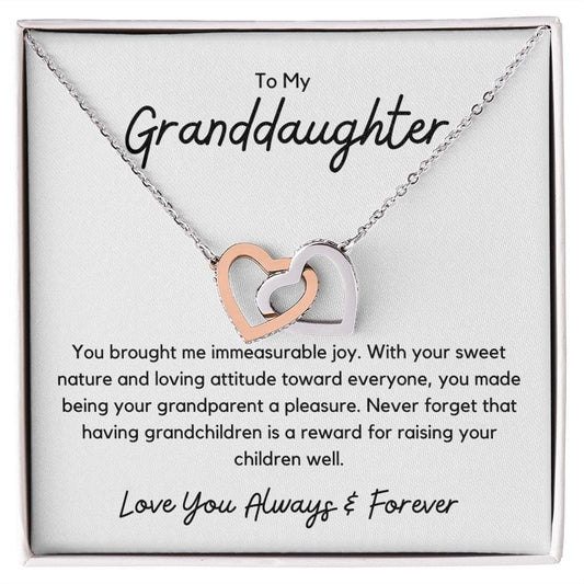 To My Granddaughter Interlocking Heart Necklace - You brought us immeasurable joy - Premium Jewelry - Just $119.95! Shop now at Giftinum