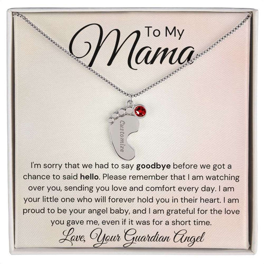To My Mama Baby Feet Necklace - I'm sorry I had to say my goodbye - Premium Jewelry - Just $39.95! Shop now at Giftinum