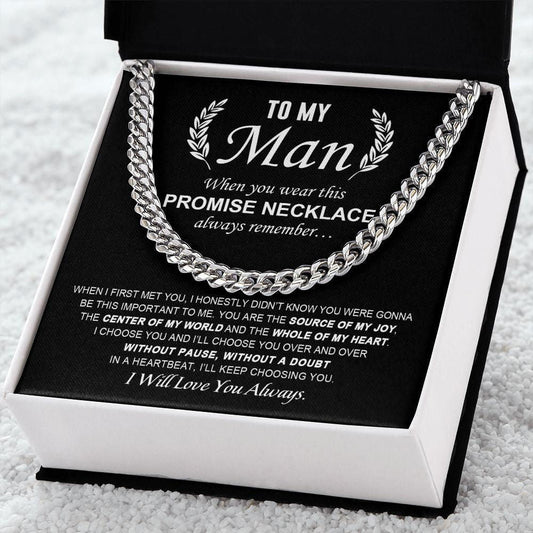 To My Man - Promise Necklace Cuban Link Chain JewelryGiftinum