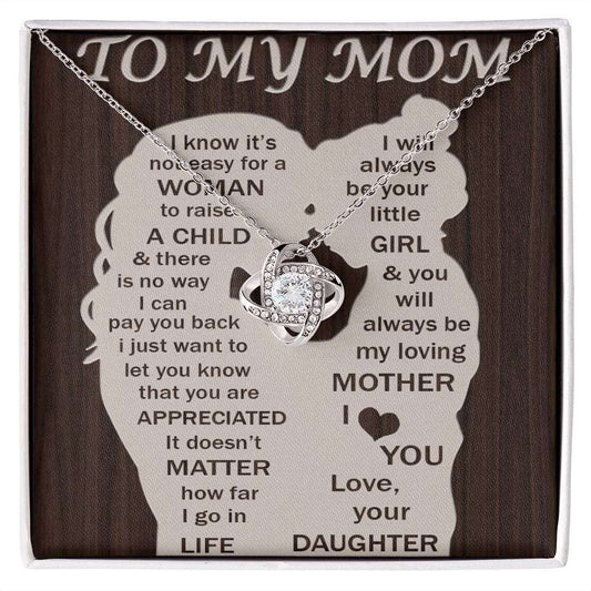 To My Mom - Your Little Girl Love knot - Premium Jewelry - Just $119.95! Shop now at Giftinum