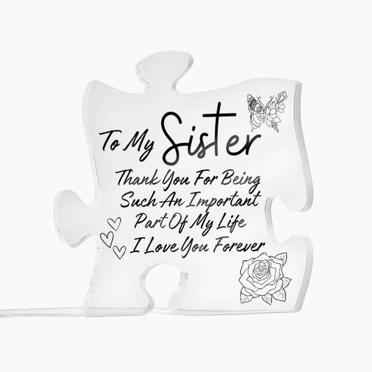 To My Sister Acrylic Puzzle Piece - Premium Jewelry - Just $39.95! Shop now at Giftinum