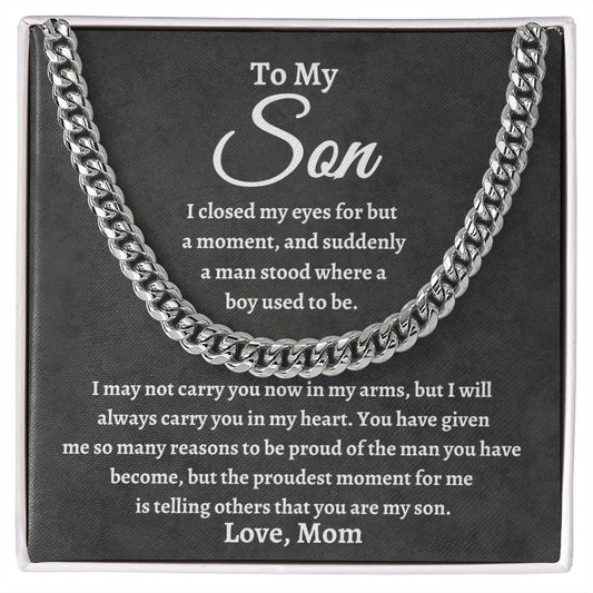 To My Son Cuban Link Chain | Closed my eyes - C Jewelry Giftinum