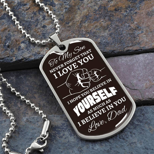 To My Son Dog Tag Necklace - Never Forget - Premium Jewelry - Just $39.95! Shop now at Giftinum