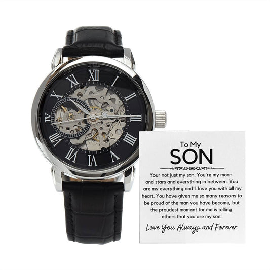 To My Son Men's Openwork Watch - Your not just my son JewelryGiftinum