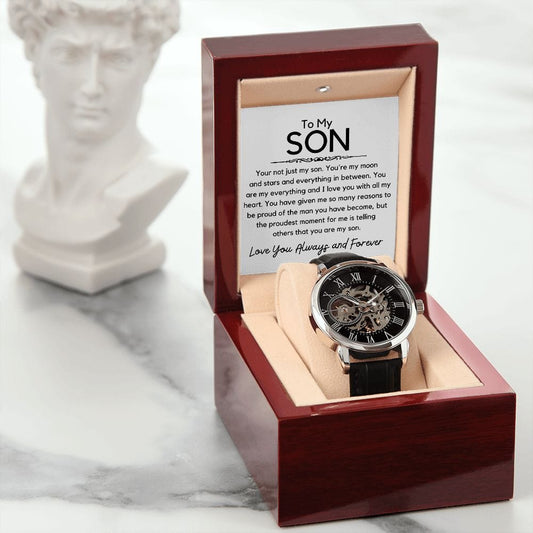 To My Son Men's Openwork Watch- Your not just my son - Premium Jewelry - Just $149.95! Shop now at Giftinum