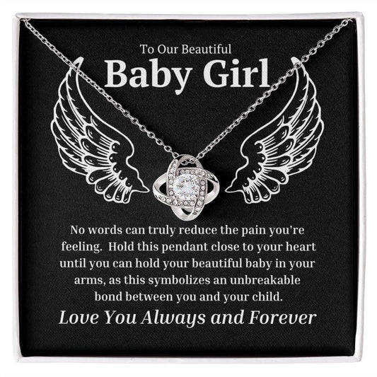 To our Beautiful Baby Girl Love Knot Necklace - No words can JewelryGiftinum