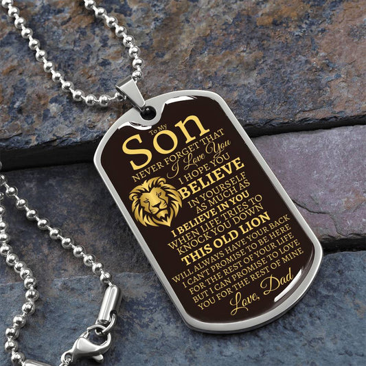 To Son From Dad Dog Tag Necklace - Never forget - Premium Jewelry - Just $39.95! Shop now at Giftinum