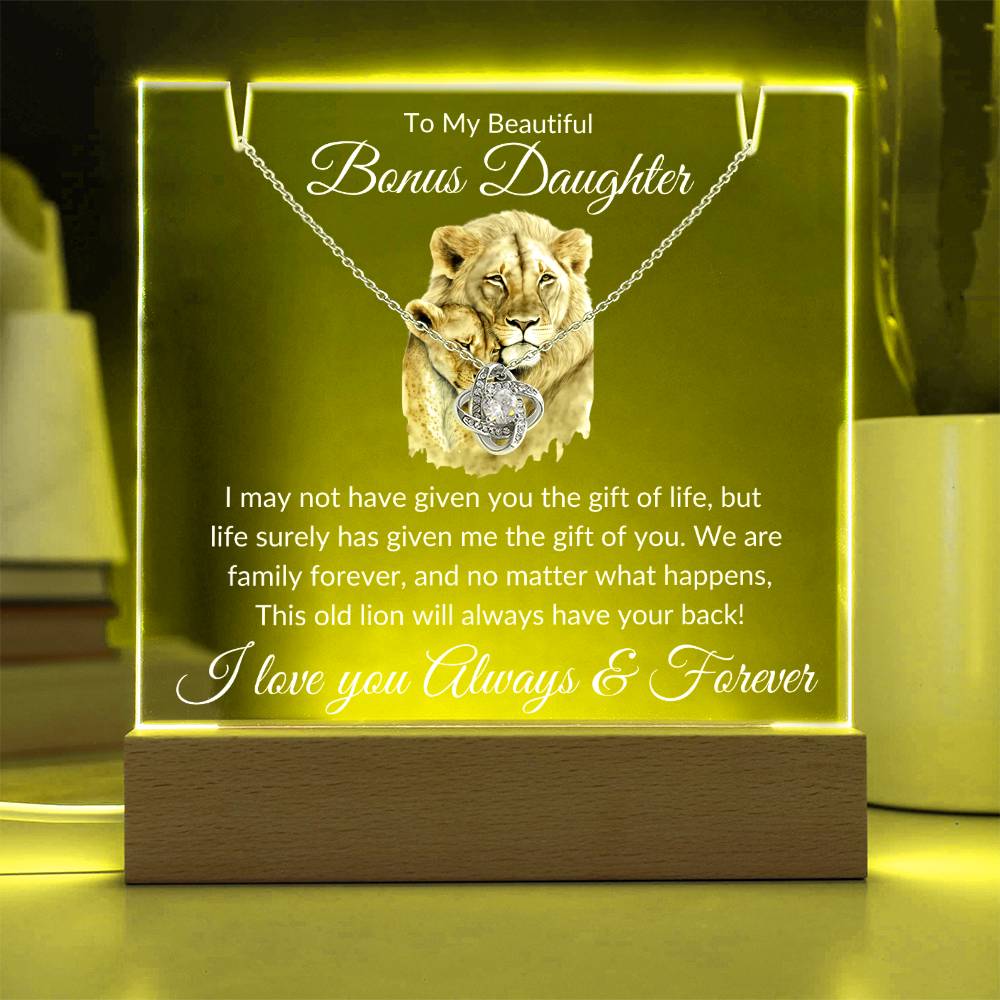 Unique Gift for Bonus Daughter - This Old Lion Acrylic Plaque Bundle Jewelry Giftinum