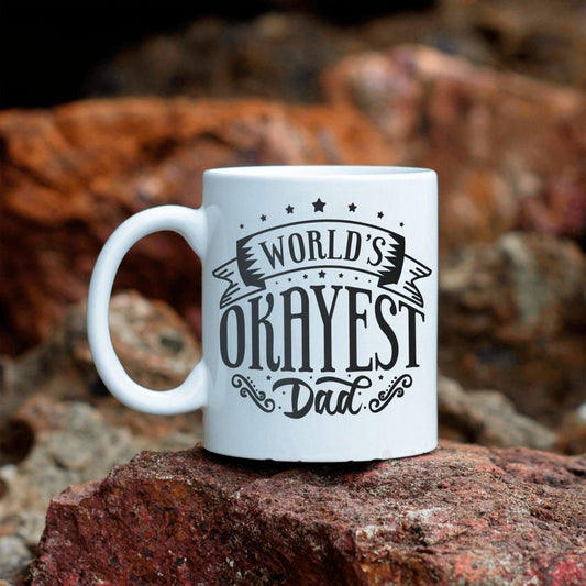 World's Okayest Dad Ceramic Mug Ceramic White Mug 11oz & 15ozGiftinum